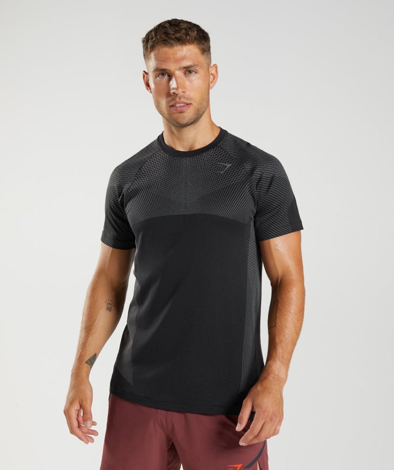 Men\'s Gymshark Apex Seamless T-Shirts Black | NZ 5XQIUD